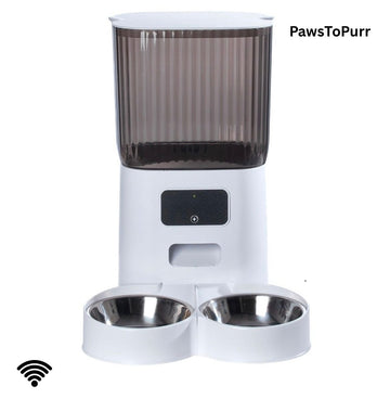 Smart Automatic Pet Feeder with Timed and Quantitative Feeding Function, Remote Control, Double Bowl, for Cat and Dog.